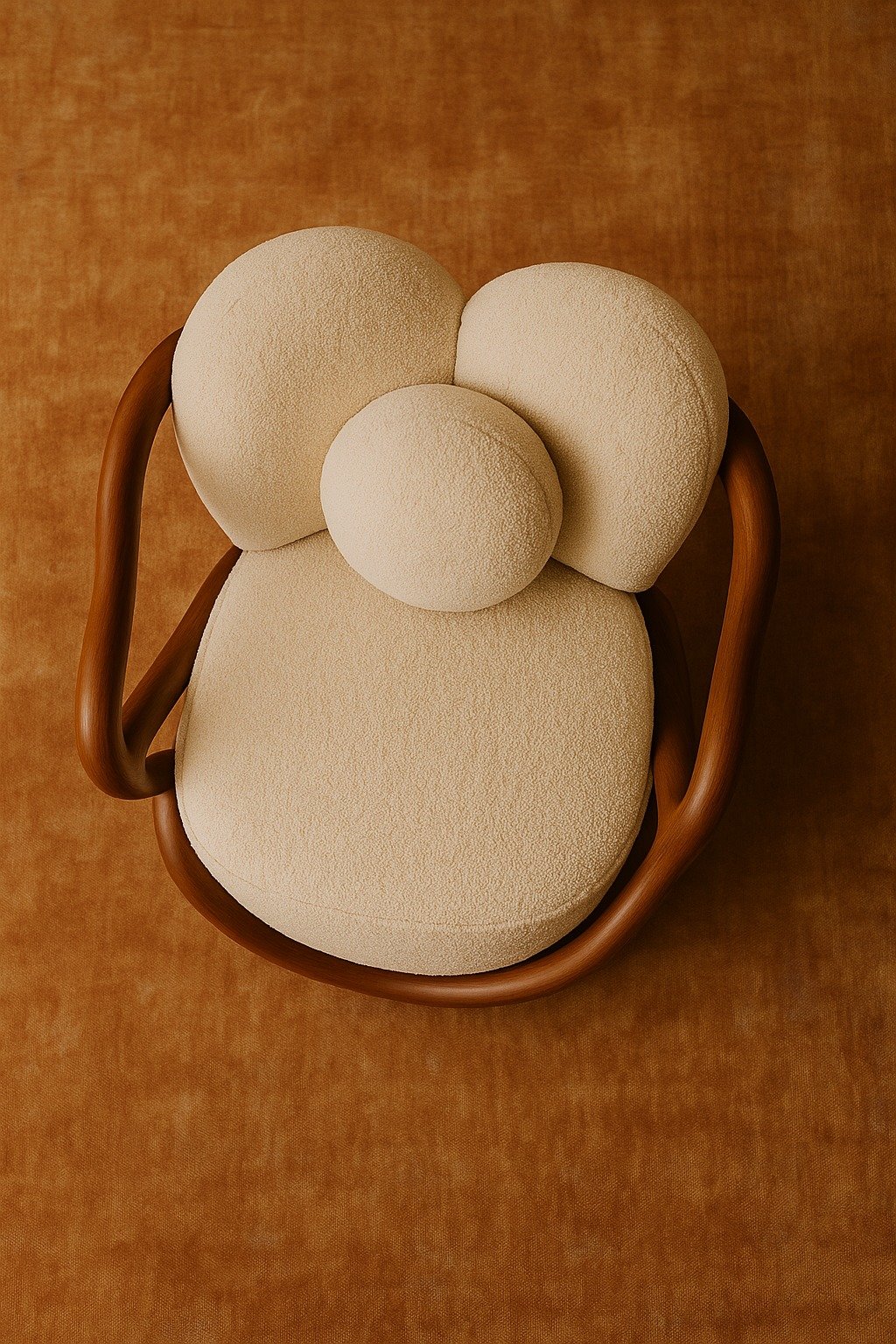 Modrest Fortuna Mid-Century Modern Off-White Fabric + Walnut Accent Chair image 1