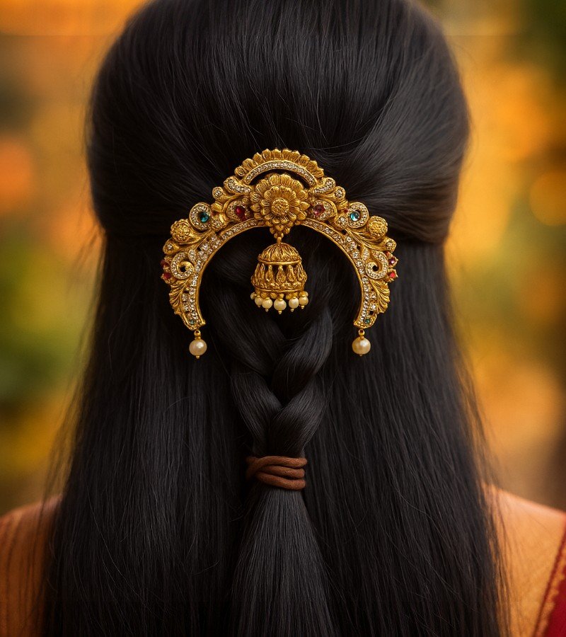 AD Half Moon Jhumka Jada Pin image 1