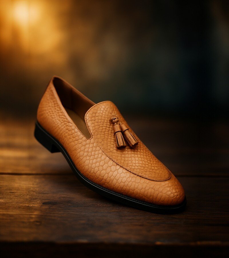 Tan-colored men's loafer