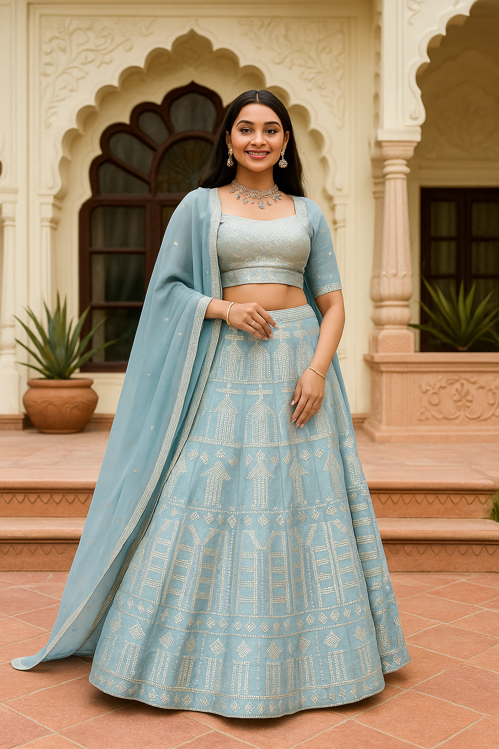 Sky Blue Lehenga image 1
