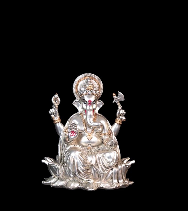 Ganesh wax silver-coated Idol image 1
