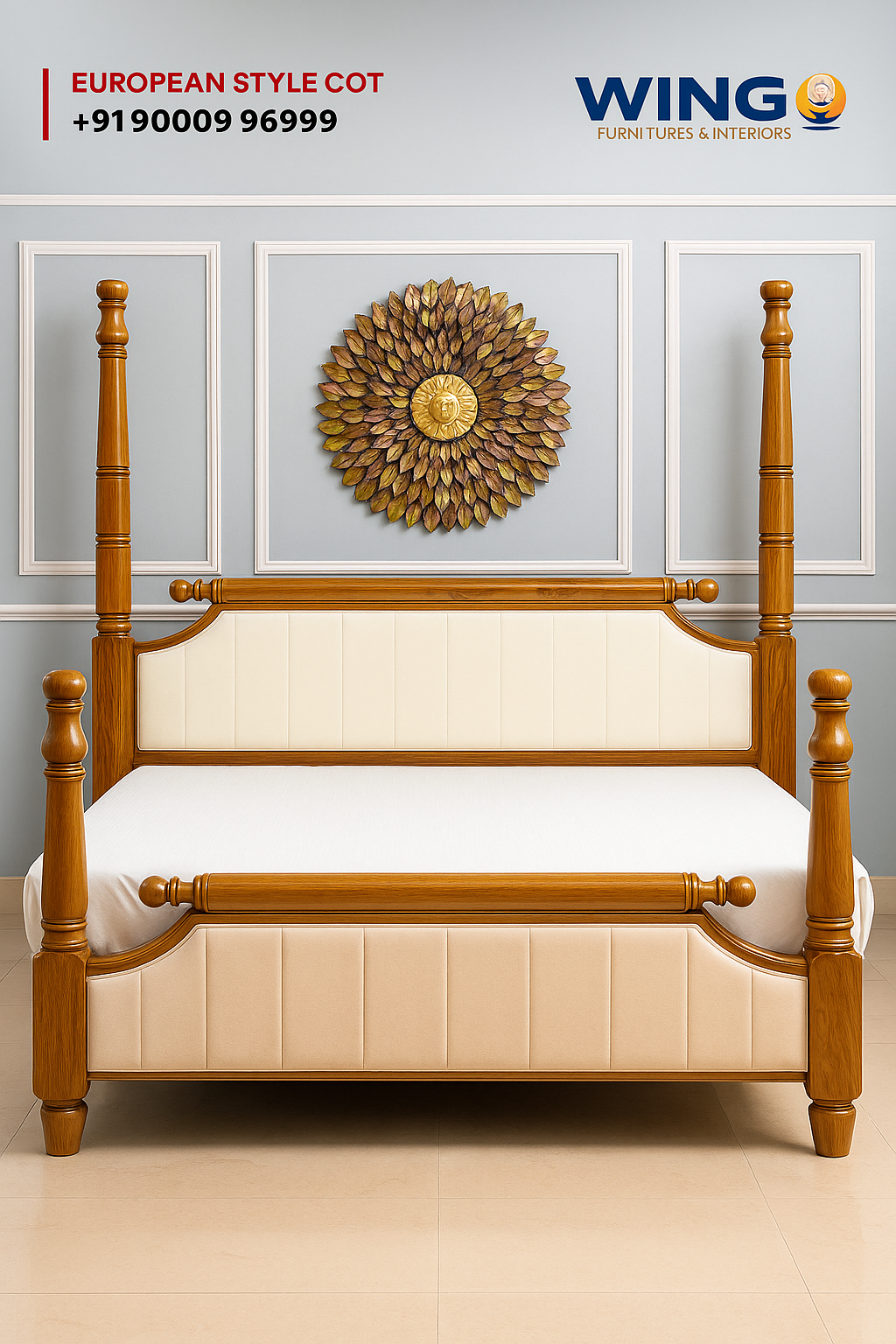 European style Teakwood Cot image 1