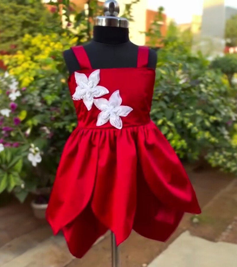 Red Lotus❤️ Designer Frock image 1