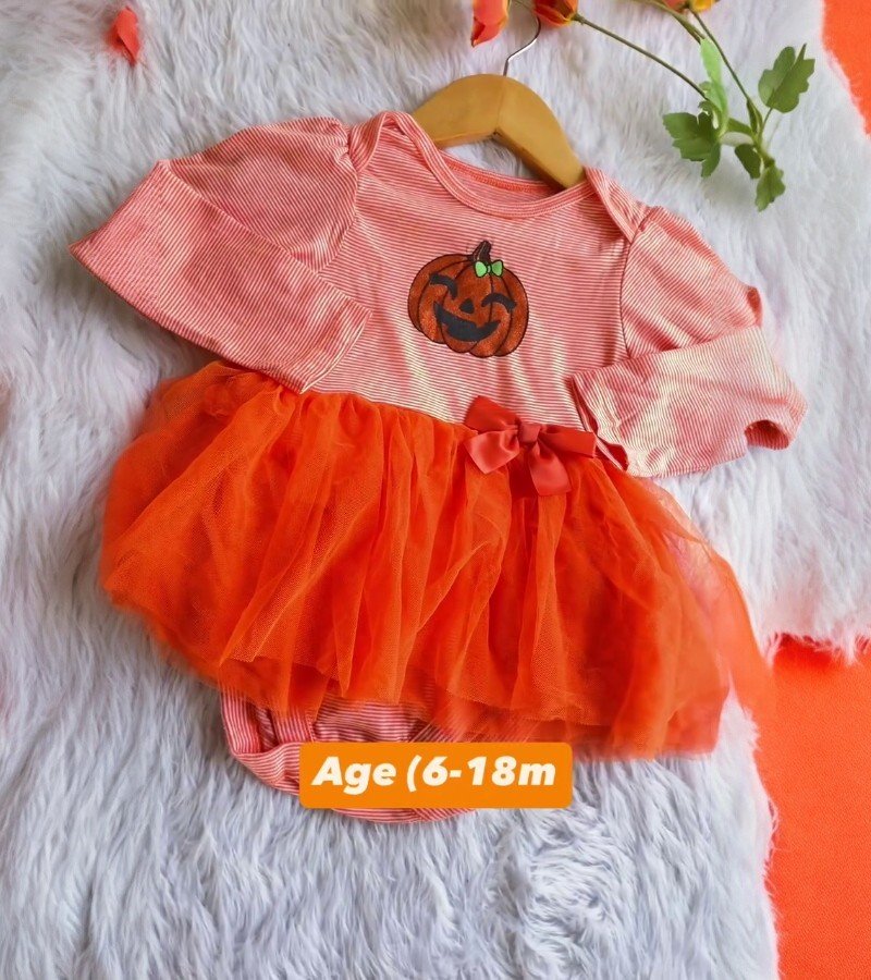 Pumpkin Themed Netted Frock Romper image 1