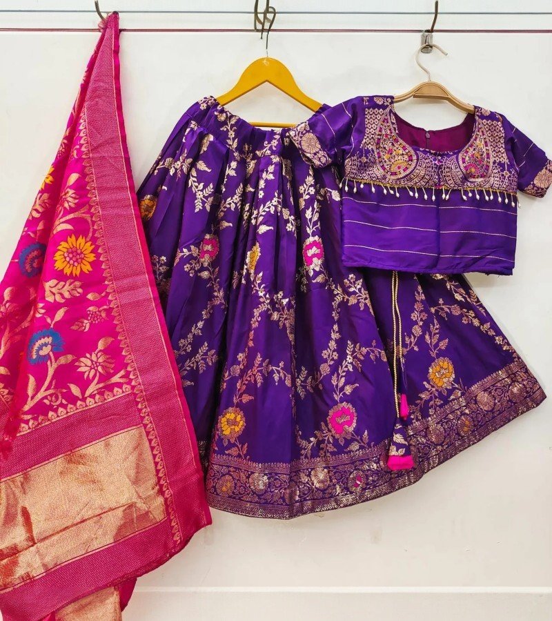Banarasi Silk Zari Border Lehenga Choli image 1