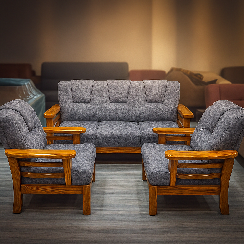 Glassy Teakwood Sofa 3+1+1 image 1