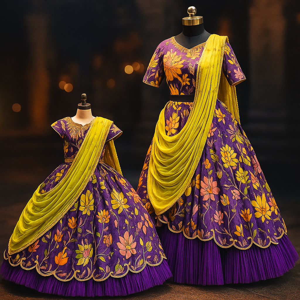 Mom and Daughter Kalamkari lehenga blouse image 1