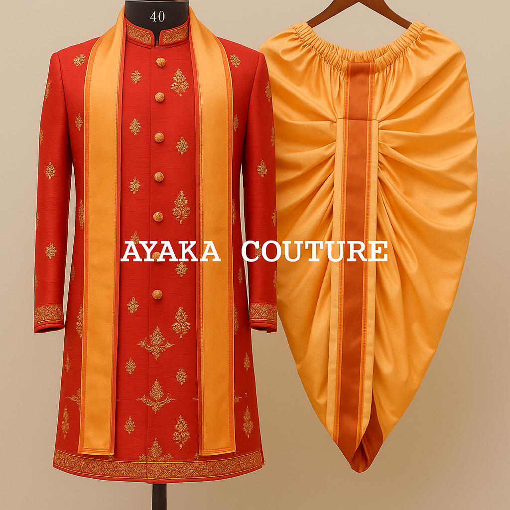 Embroider sherwani dothi and kanduva image 1