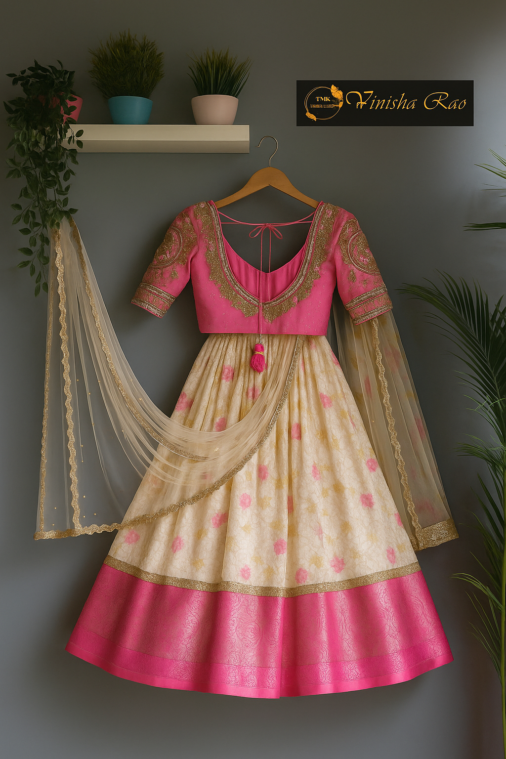 Pastel Pink Kalamkari lehenga image 1