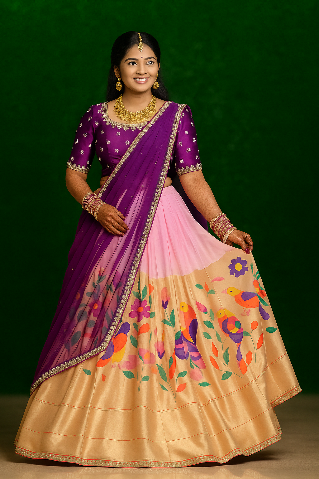 Pastel Pink Paithani Lehenga image 1
