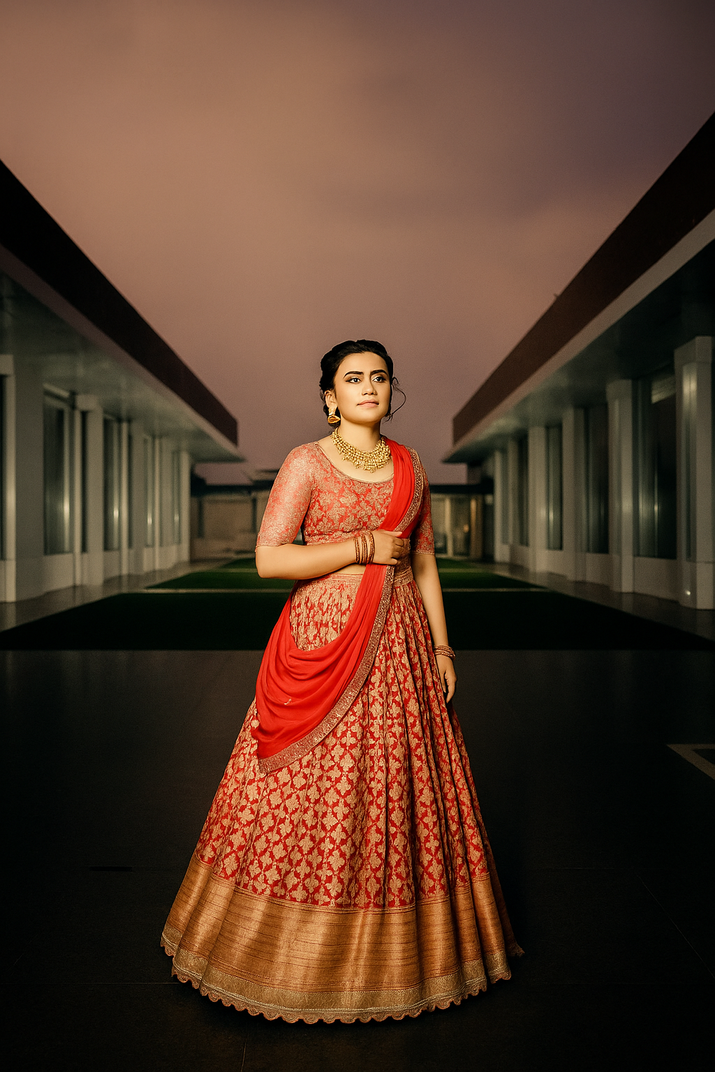 Red Banarasi Lehnga image 1