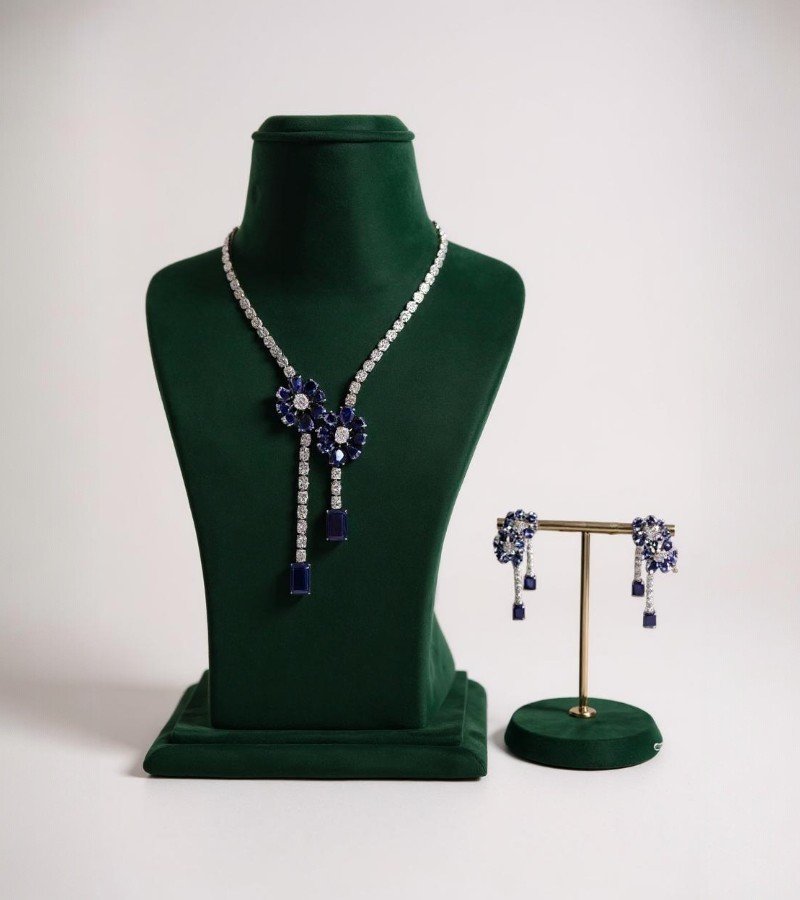 Sapphire Necklace and Earring Set image 1