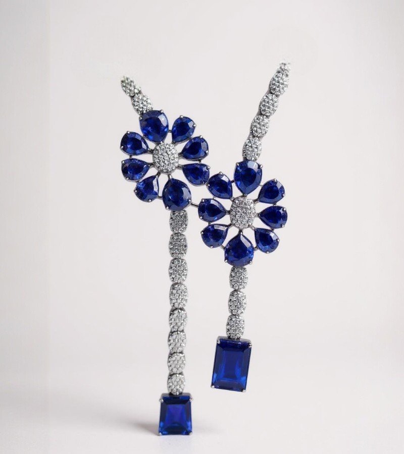 Sapphire Necklace and Earring Set image 3