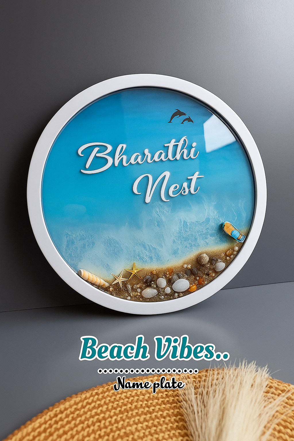 House name plate in beach art