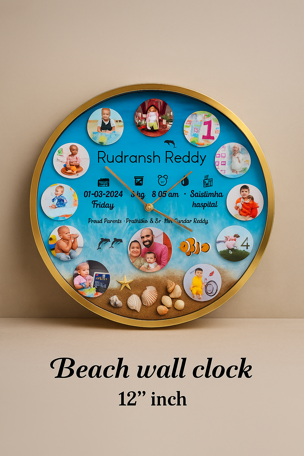 Resin beach theme wall clock ✨
