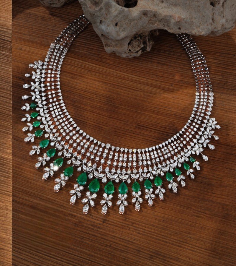 Diamond and Emerald Necklace image 1