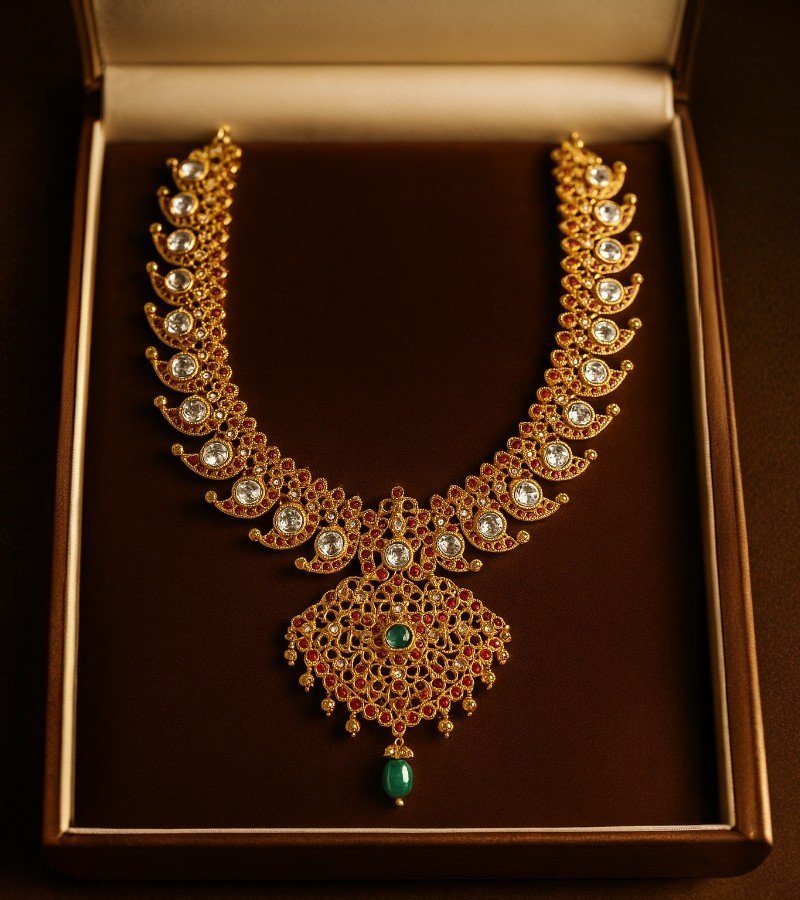 2-in-1 Gold Kundan Mango Haram image 1