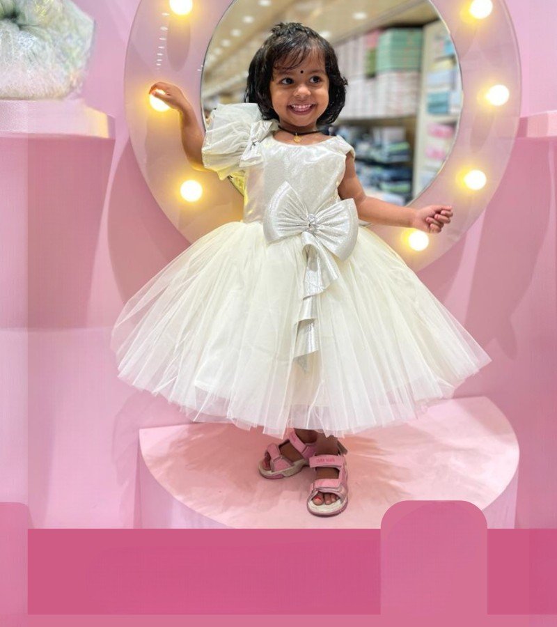 White, Puffy Party Dress image 1