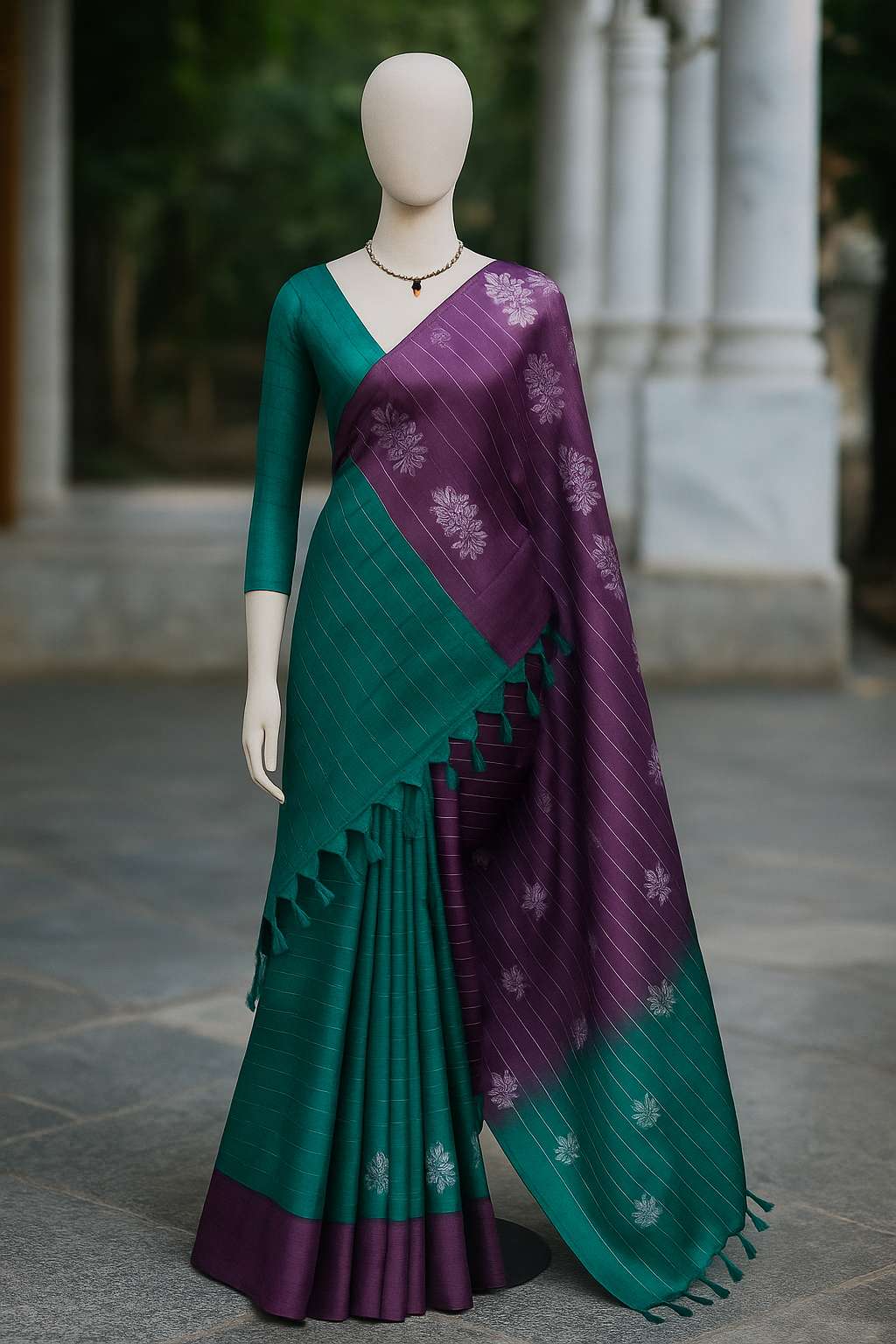 Soft silky flowy tussar cotton silk saree image 1