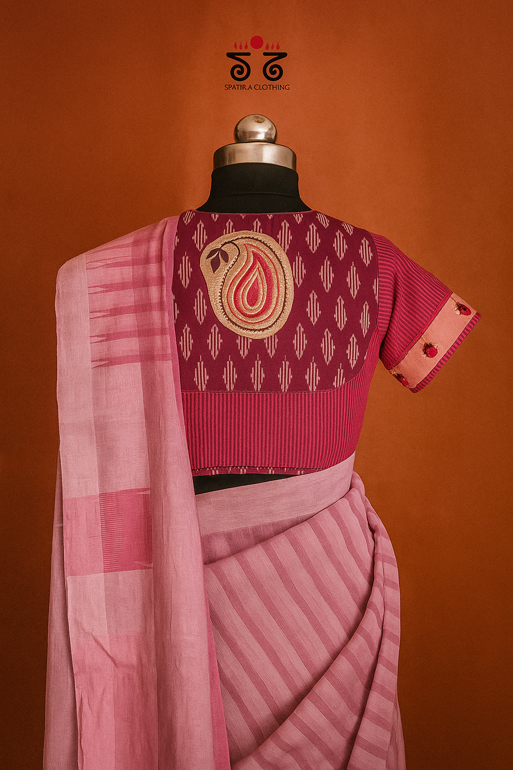 Boat Neck Handcrafted Designer blouse image 1