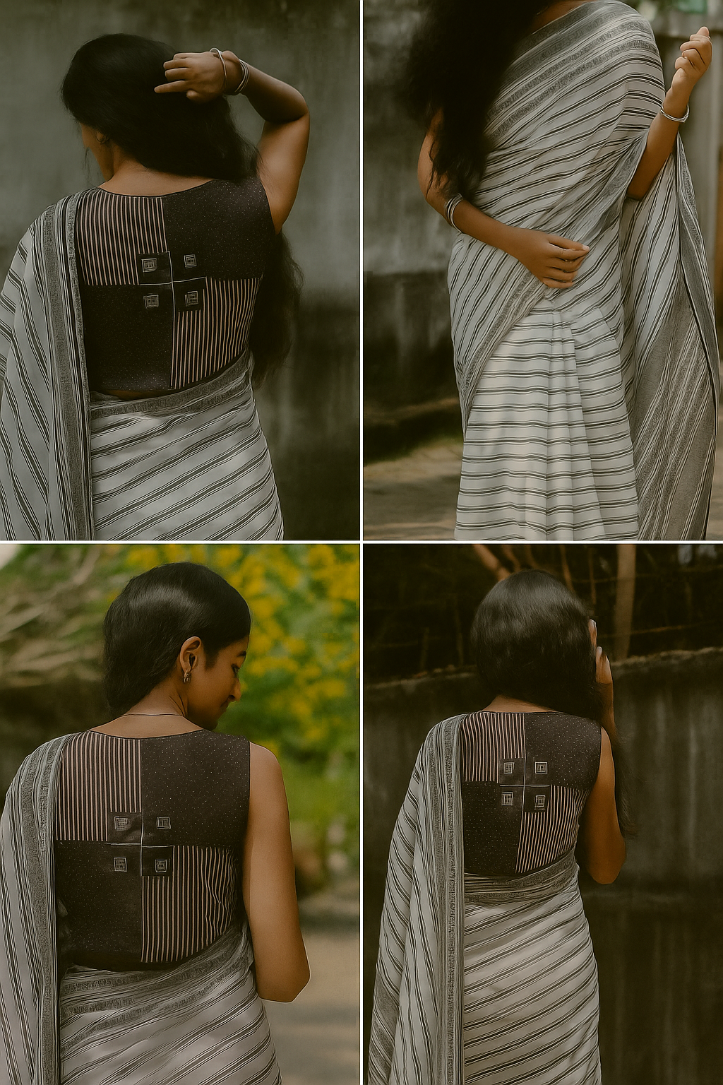 Bengal Handloom Cotton Saree with Patchwork Blouse image 1