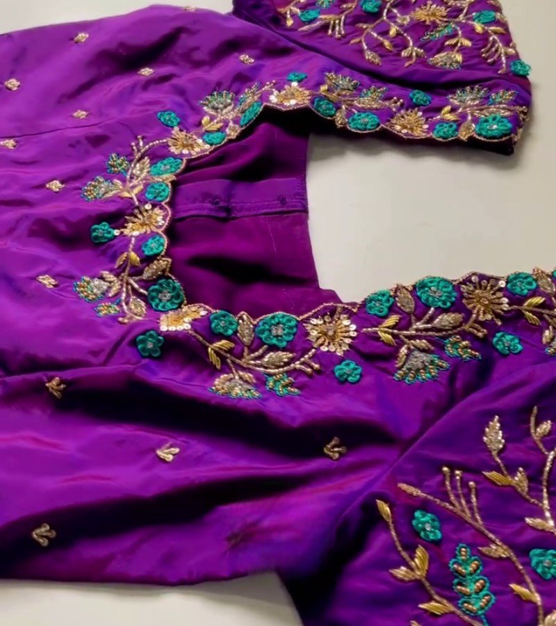 Deep Violet Maggam Blouse image 2