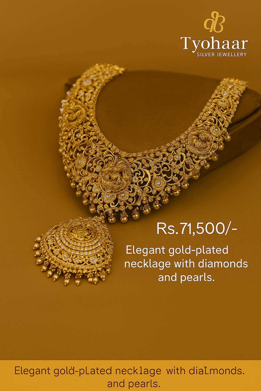 Regal Lion Motif Antique Silver Necklace Set image 1