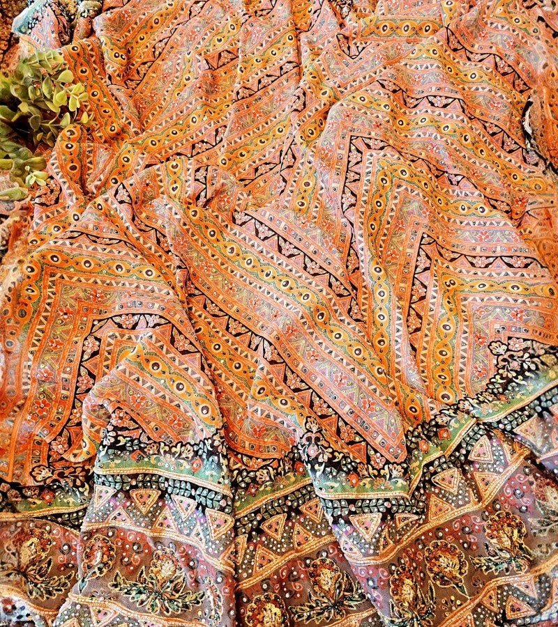 Multi Colored Sequins Embroidered Crepe Saree image 2