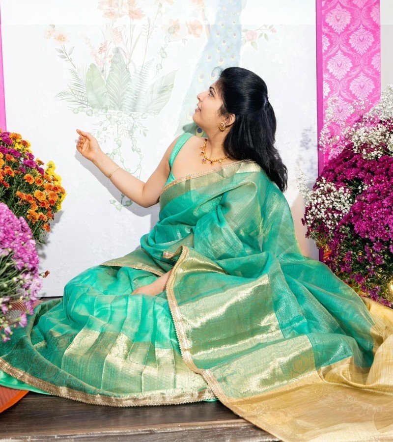 Green Saree image 3