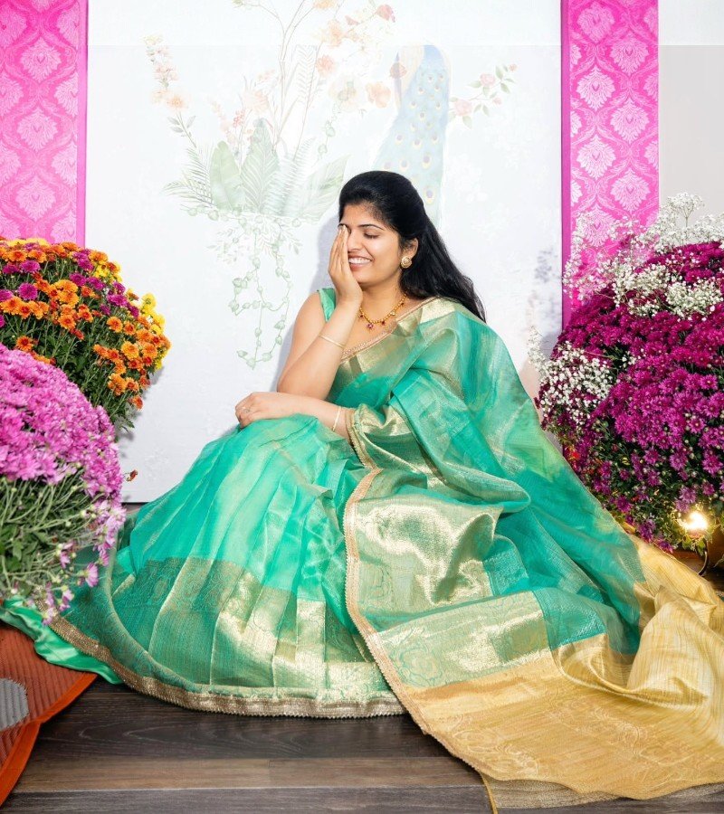 Green Saree image 4