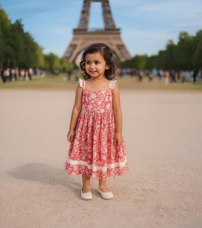 Rosy Pink Floral Frock image 2