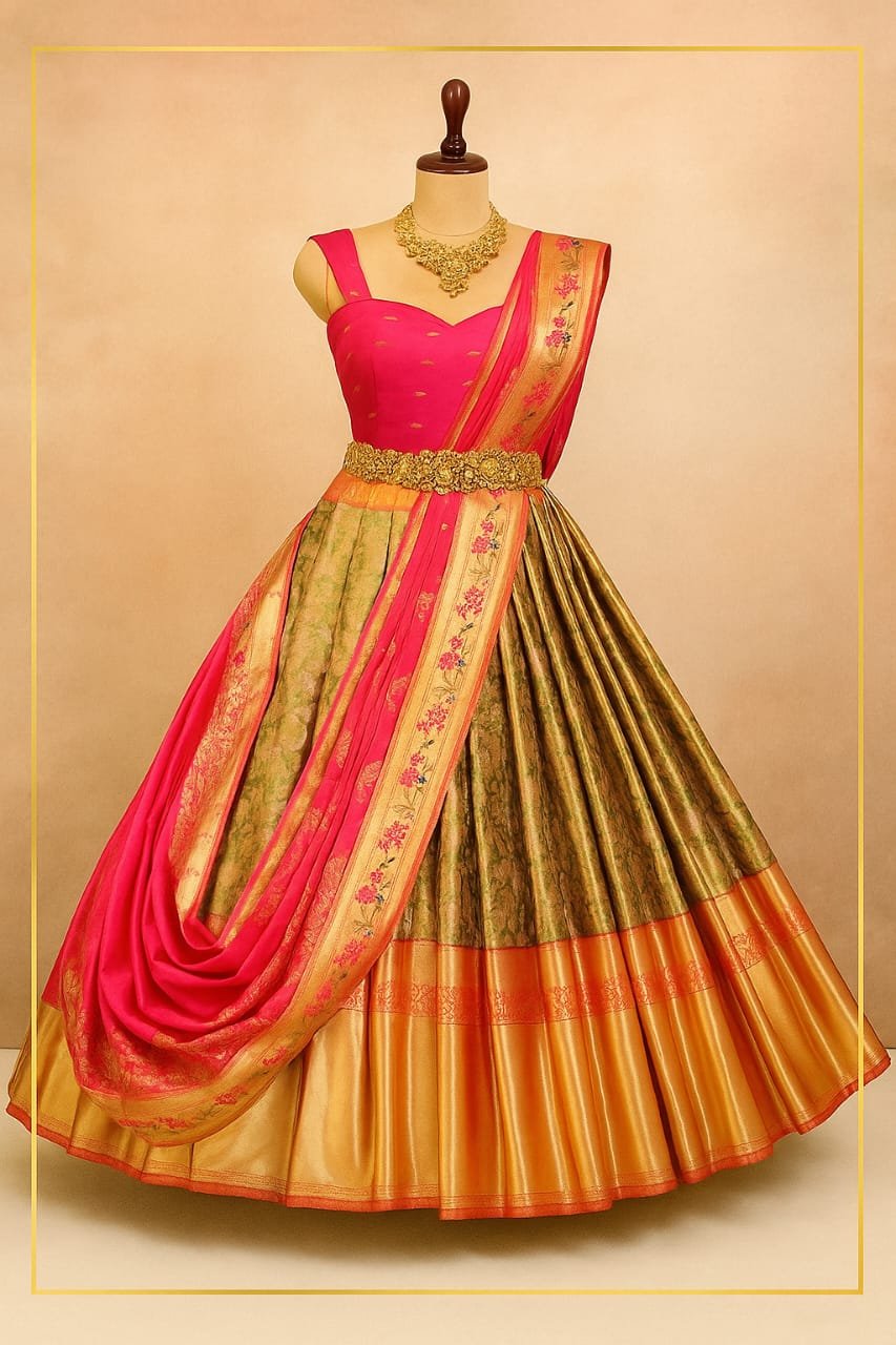 Radiant Chinon Half Saree image 1