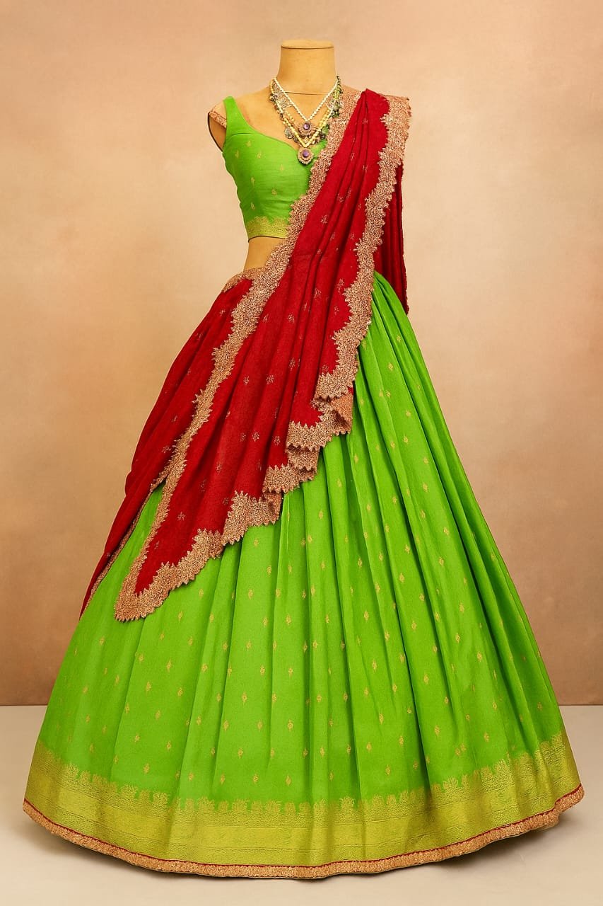 Elegant Green Half Saree image 1