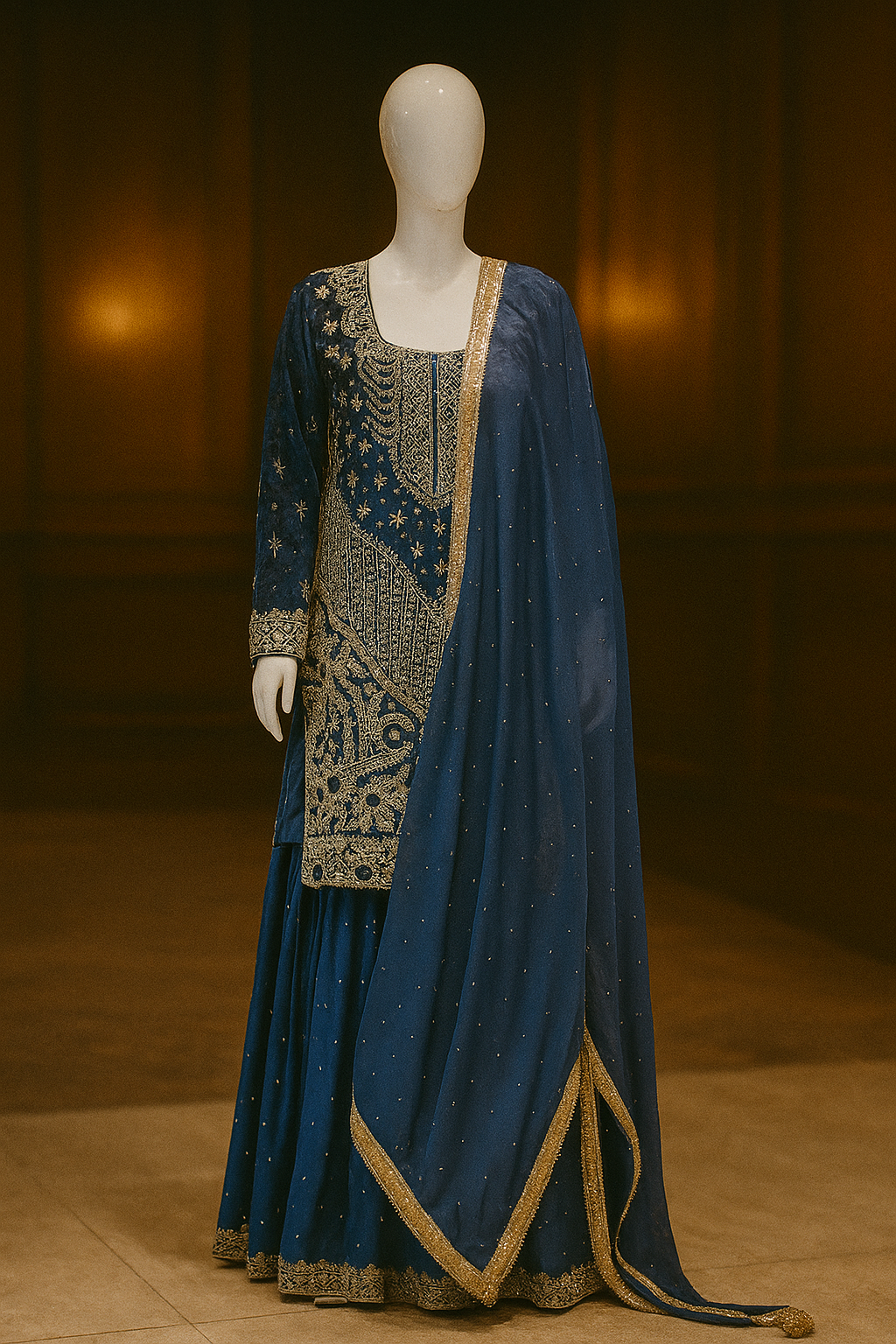 Navy- blue Gharara Set image 1