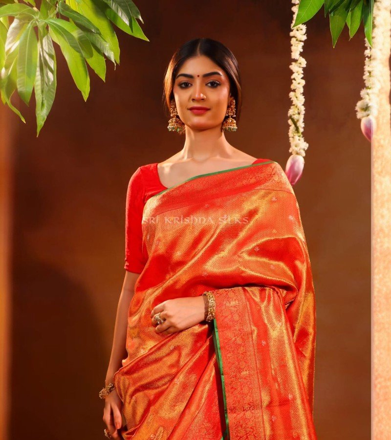 Red and Gold Silk Saree image 1