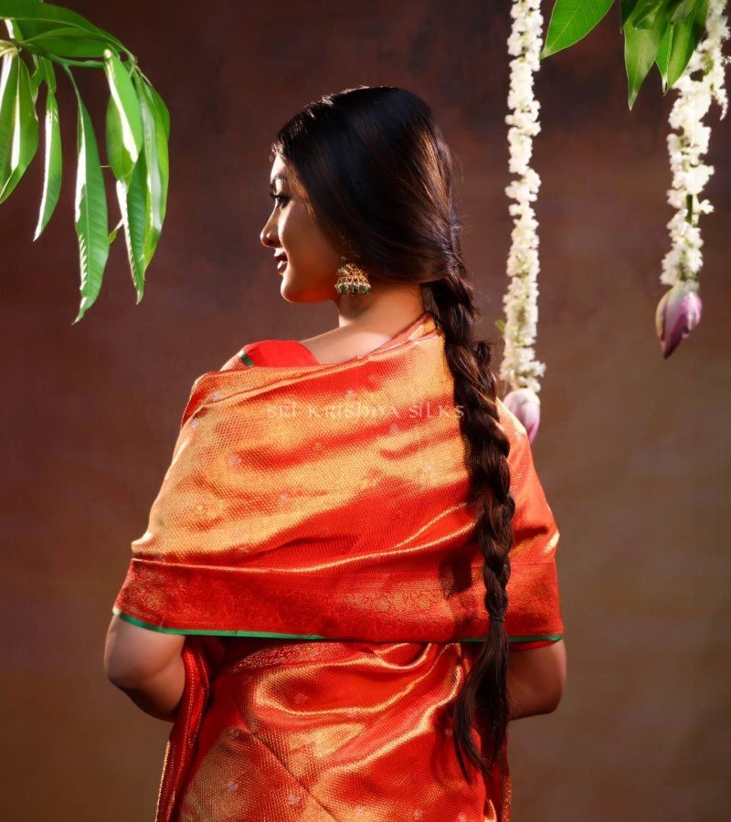 Red and Gold Silk Saree image 2