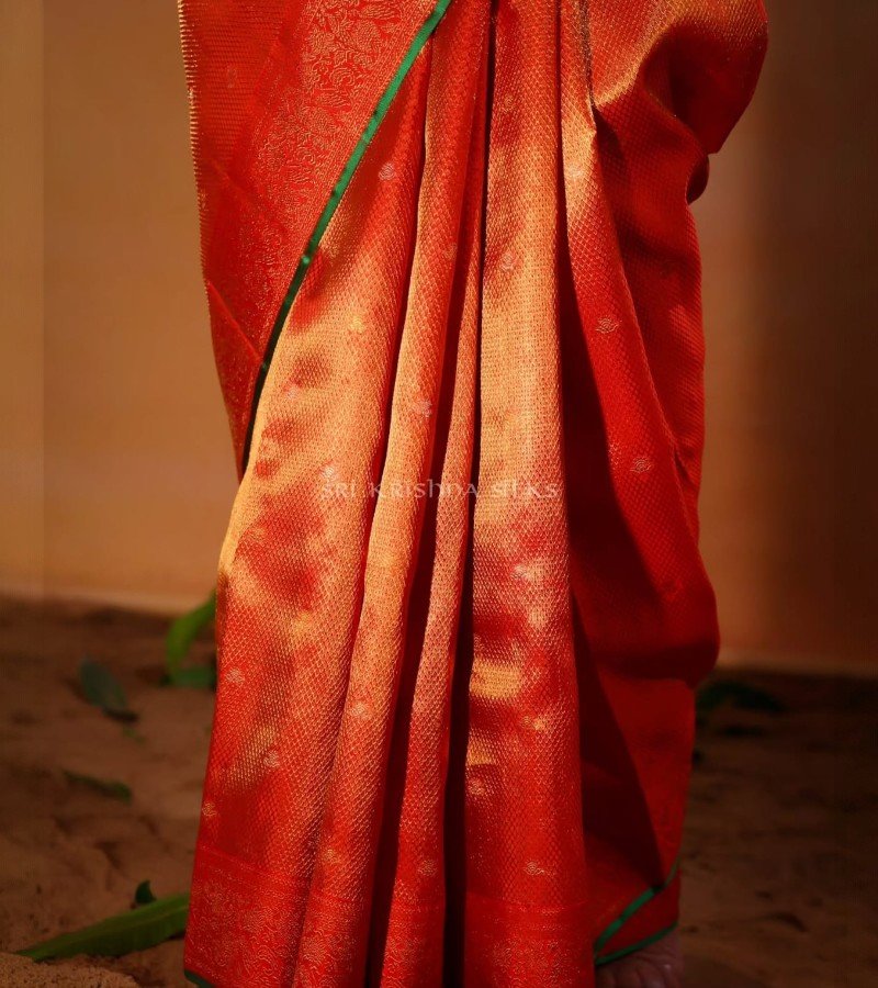 Red and Gold Silk Saree image 3