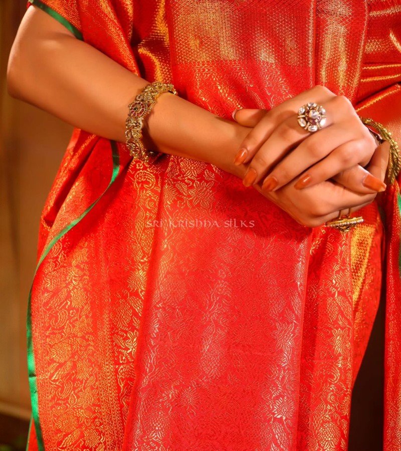 Red and Gold Silk Saree image 4