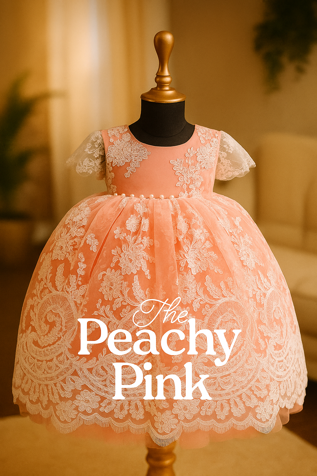The Peachy Pink – Embroidered Baby Gown image 1