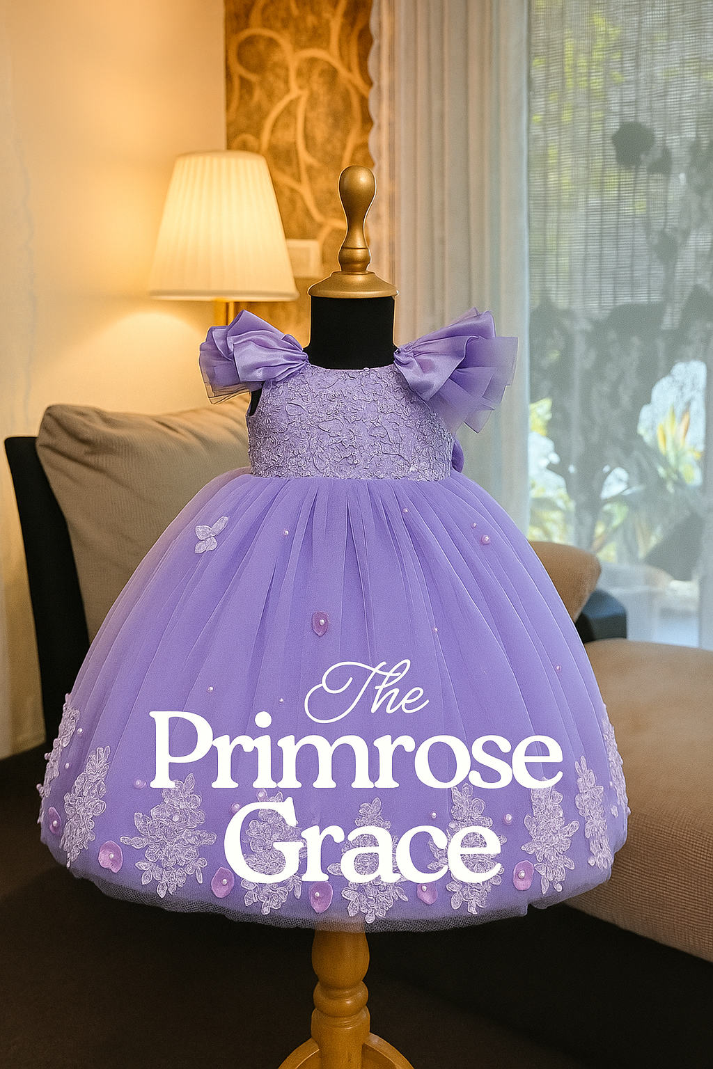 The Primrose Grace – Lavender Floral Princess Gown image 1