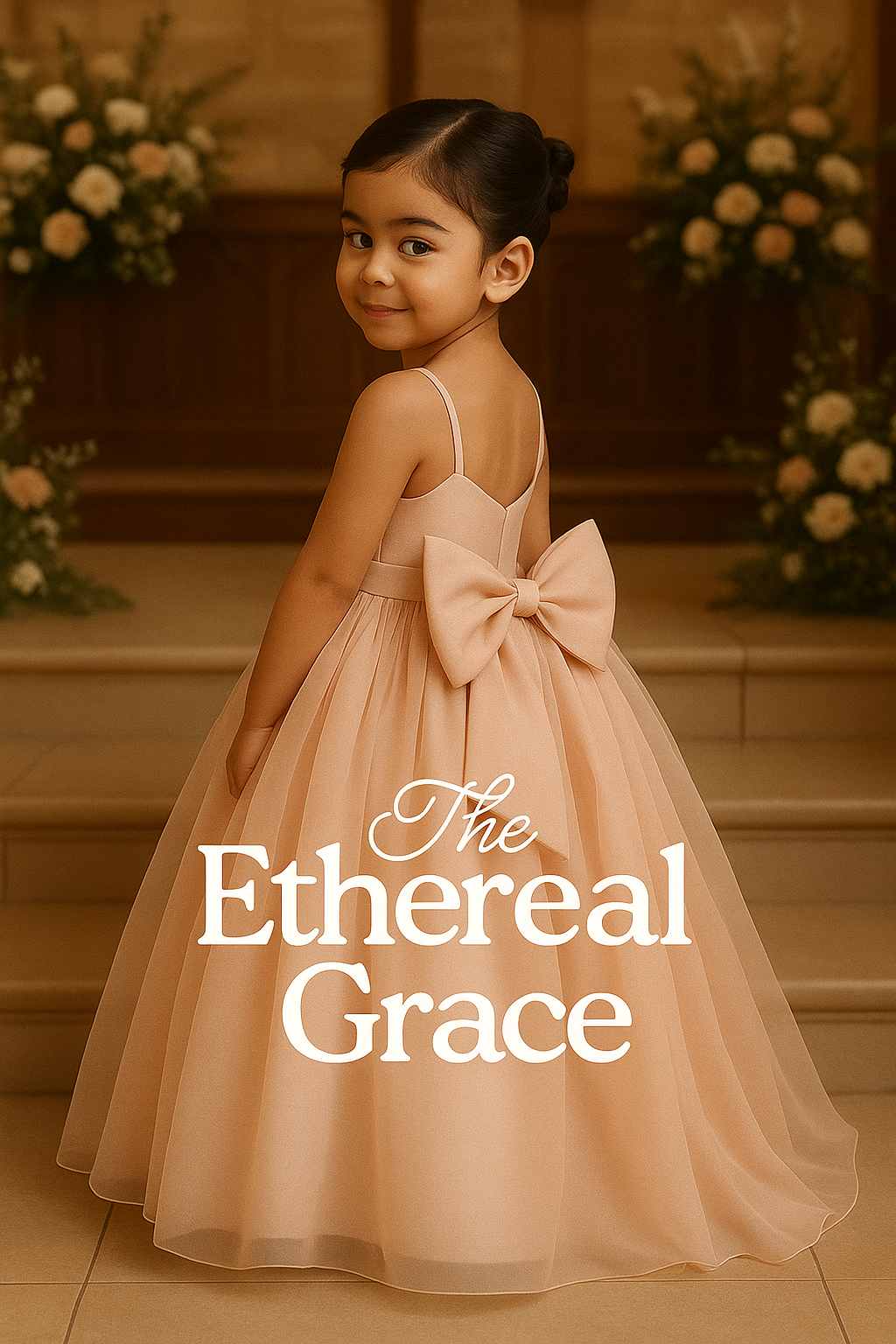 The Ethereal Grace – Blush Pink Bow-Back Gown image 1