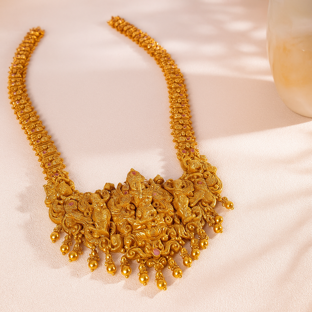 Antique Mango Peacock Lakshmi Haram image 1