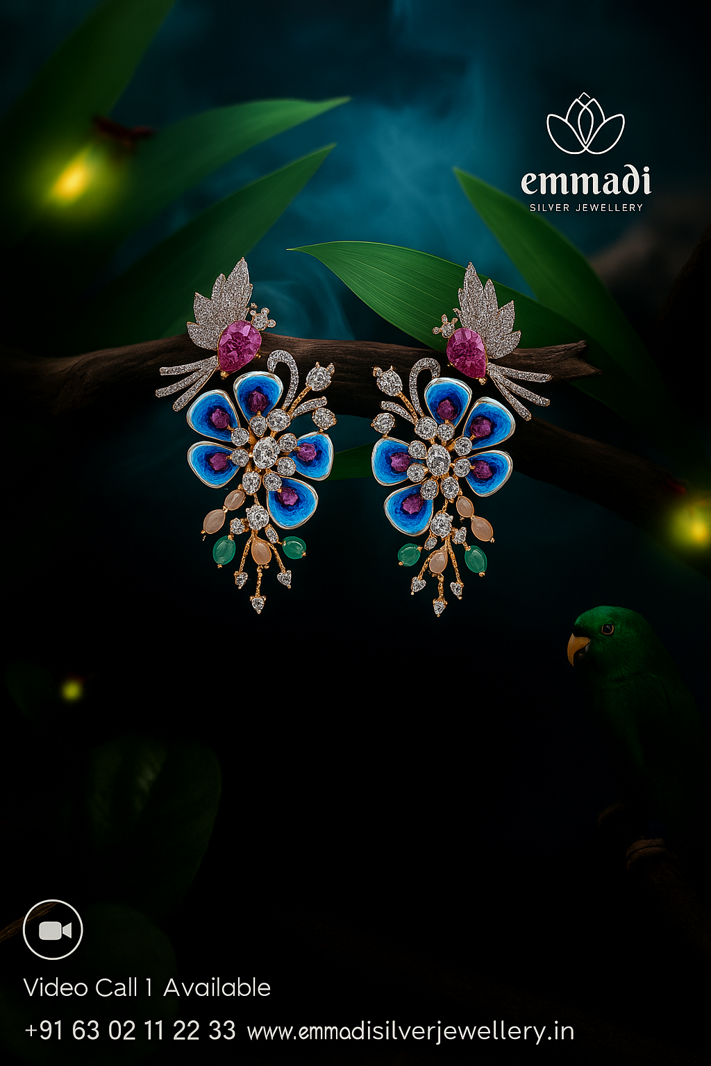 Peacock Bloom Statement Earrings image 1