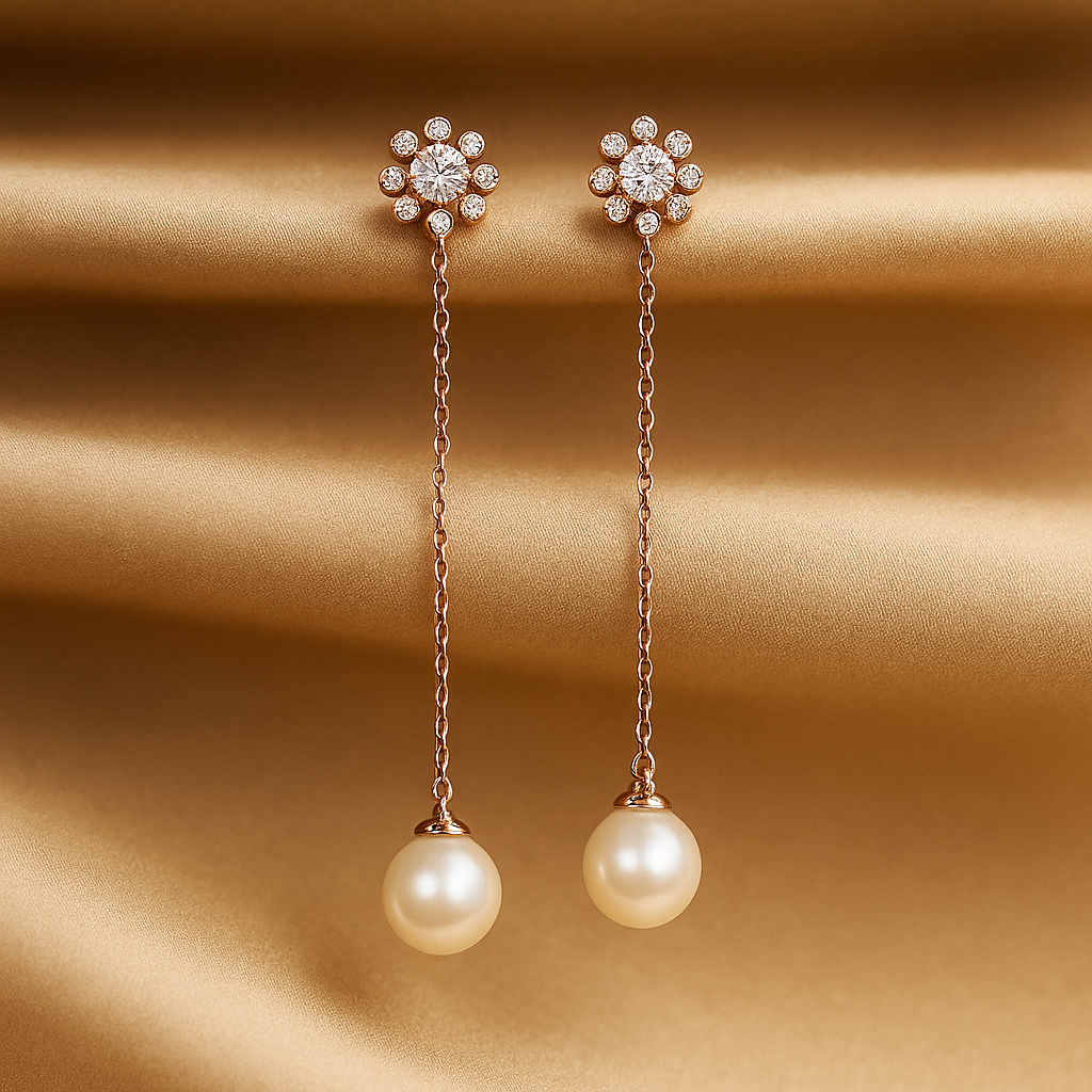 Rose Gold Pearl Drop Earrings image 1