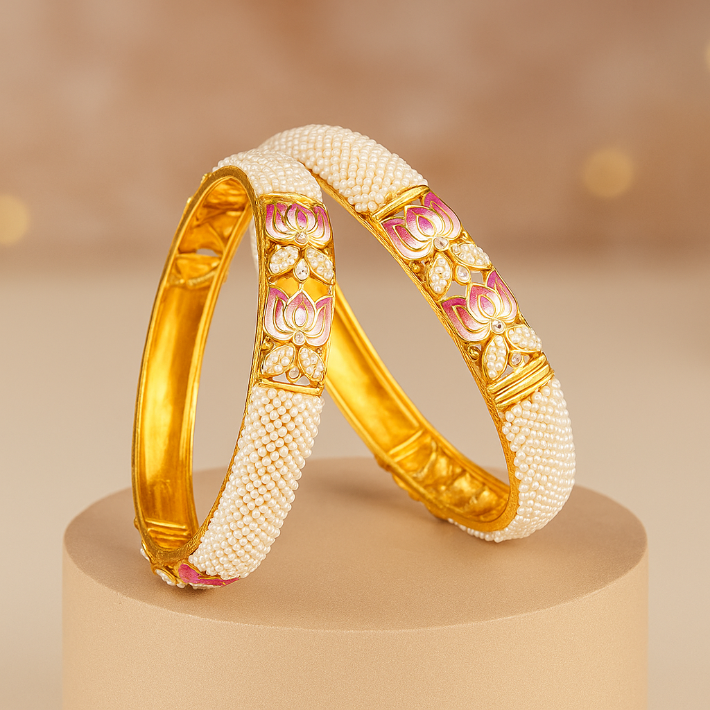 Lotus Blossom Pearl Bangles image 1