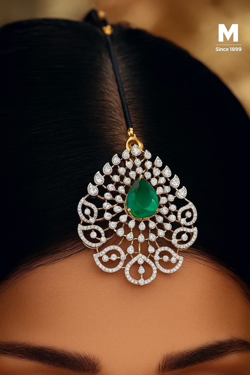 Emerald Radiance Diamond Maang Tikka image 1