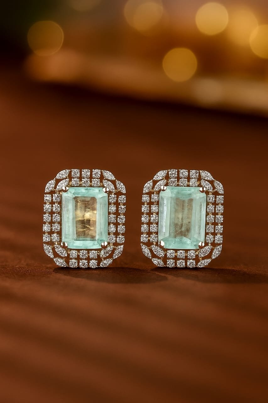 Aquamarine Royale Diamond Stud Earrings image 1