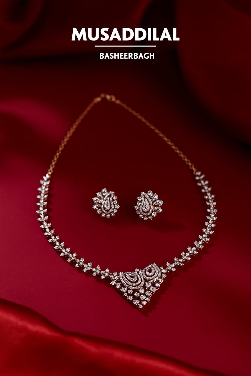 Paisley Bloom Diamond Necklace Set image 1