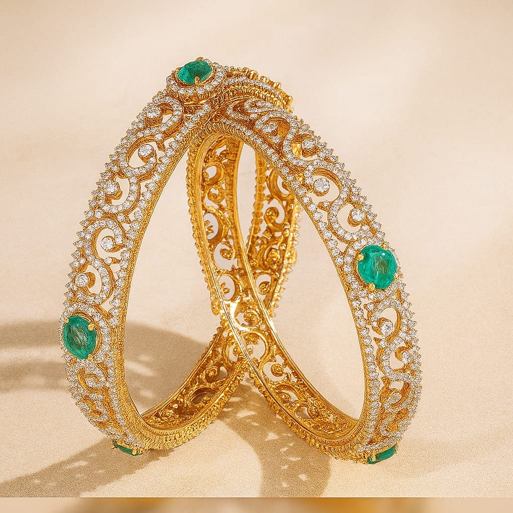 Emerald Royale Designer Gold Bangles image 1