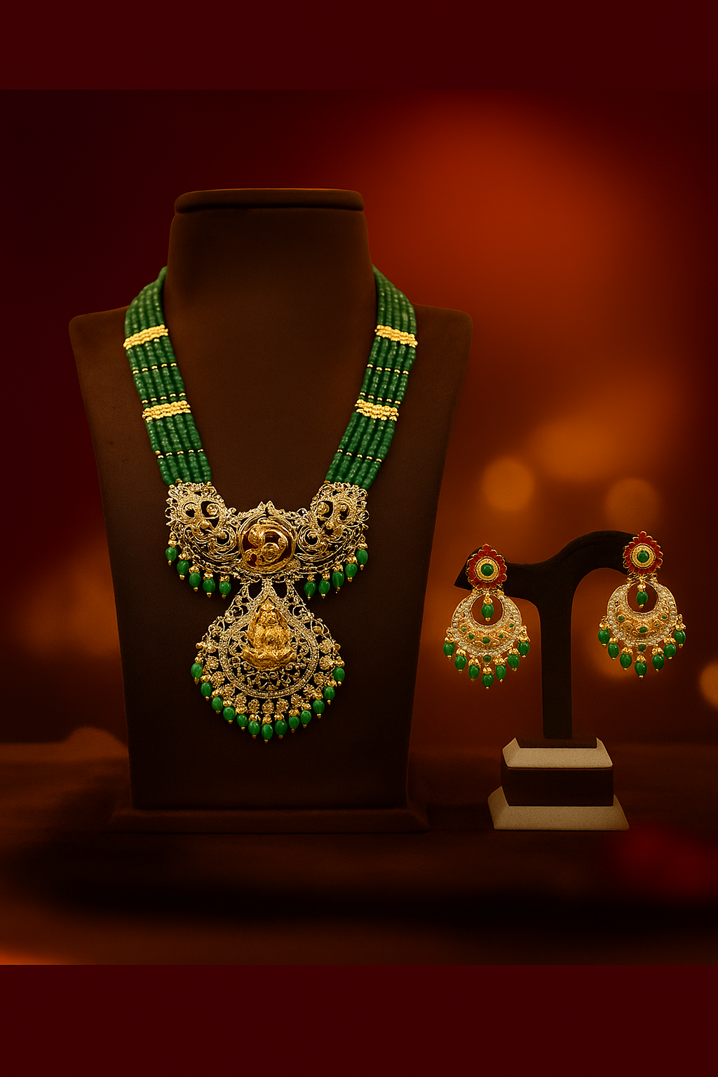 Lakshmi Temple Bridal Emerald Set image 1